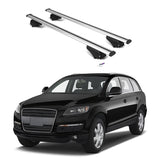 ERKUL Roof Rack Cross Bars for Audi Q7 2007-2015 | Aluminum Crossbars with Anti Theft Lock for Rooftop | Compatible with Flush Rails - Silver