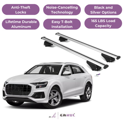 Roof Rack Cross Bars with Extended Bar Design for Audi Q8 2019-2025  - Silver
