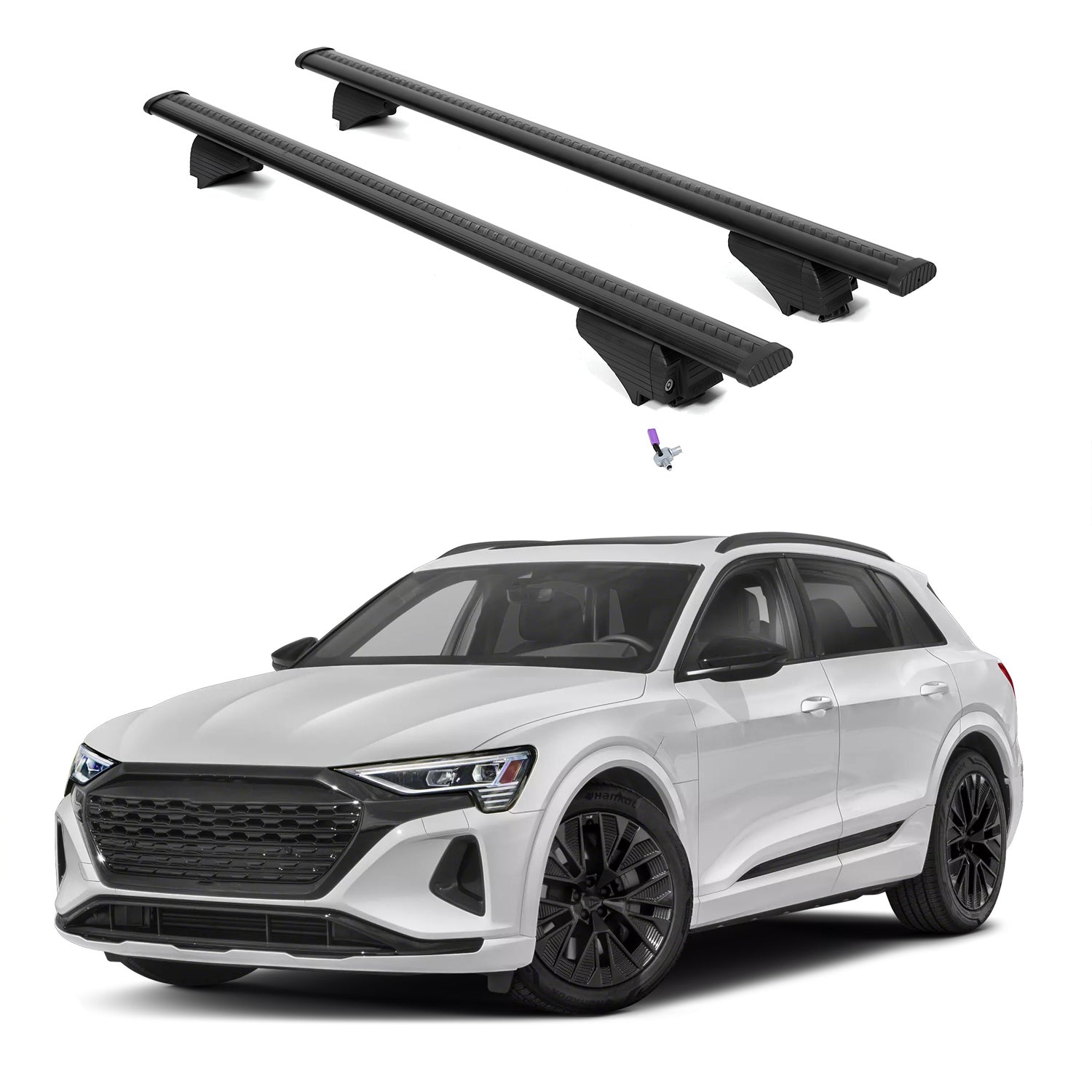 ERKUL Roof Rack Cross Bars for Audi Q8 e-tron 2024-2025 with Flush Rails - Black