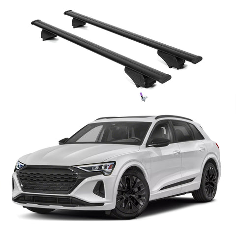 ERKUL Roof Rack Cross Bars for Audi Q8 e-tron 2024-2025 | Aluminum Crossbars with Anti Theft Lock for Rooftop | Compatible with Flush Rails - Black