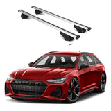 ERKUL Roof Rack Cross Bars for Audi RS 6 RS6 Avant 2021-2024 | Aluminum Crossbars with Anti Theft Lock for Rooftop | Compatible with Flush Rails - Silver