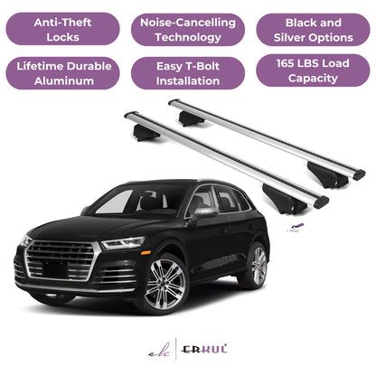 ERKUL Roof Rack Cross Bars for Audi SQ5 2018-2025 with Flush Rails - Silver