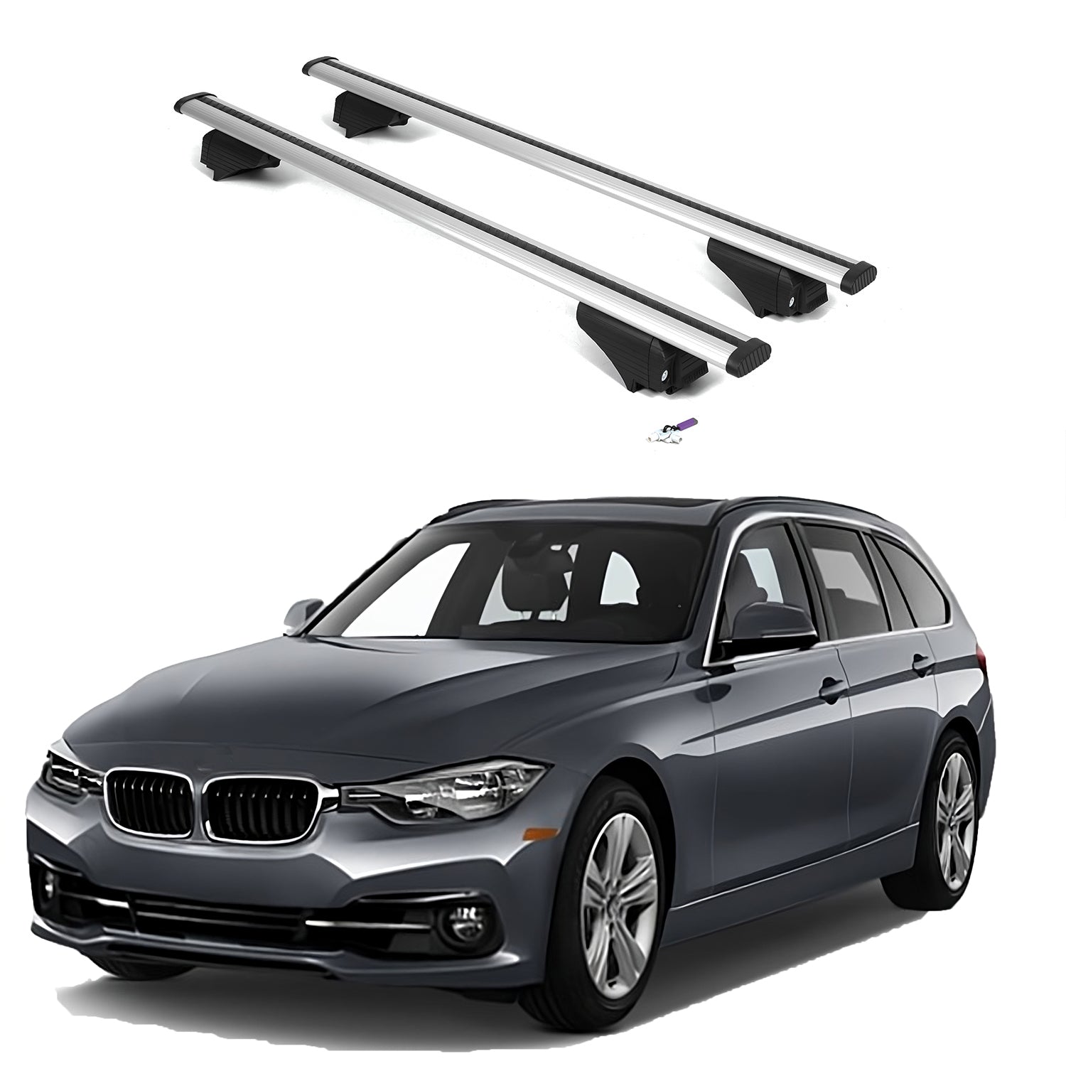 ERKUL Roof Rack Cross Bars for BMW 3 Series Touring F31 2012-2019  - Silver