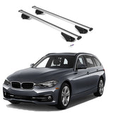 ERKUL Roof Rack Cross Bars for BMW 3 Series Touring F31 2012-2019 | Aluminum Crossbars with Anti Theft Lock for Rooftop | Compatible with Flush Rails - Silver