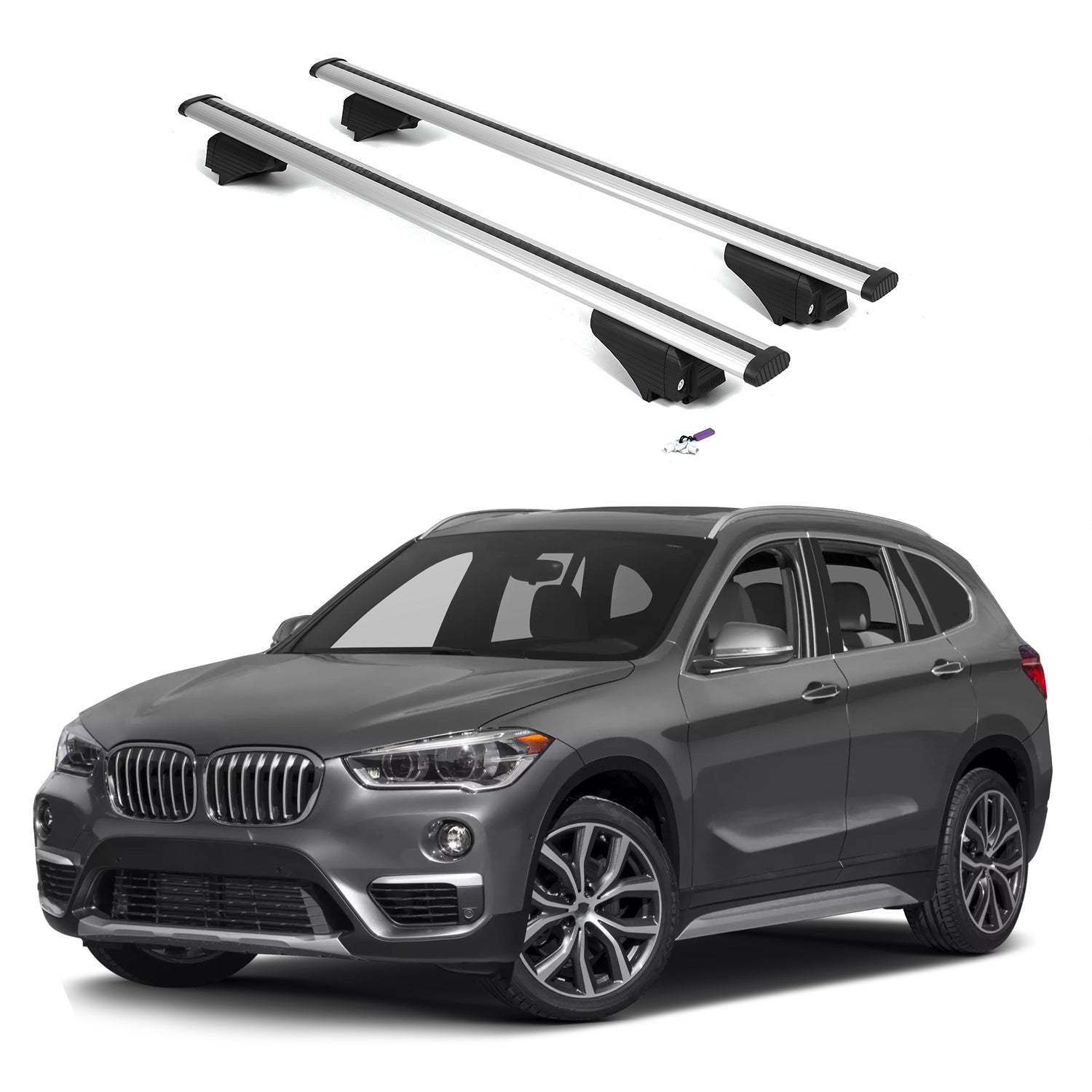 ERKUL Roof Rack Cross Bars for BMW X1 F48 2016-2022  - Silver