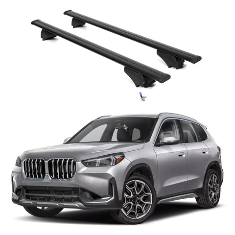 ERKUL Roof Rack Cross Bars for BMW X1 U11 2023-2024 | Aluminum Crossbars with Anti Theft Lock for Rooftop | Compatible with Flush Rails - Black