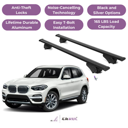 Roof Rack Cross Bars with Extended Bar Design for BMW X3 G01 2018-2025  - Black