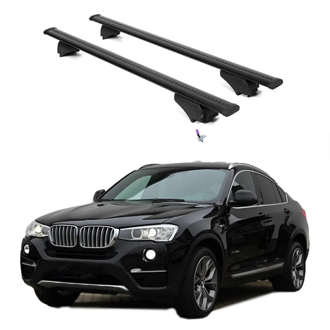 ERKUL Roof Rack Cross Bars for BMW X4 F26 2015-2018 | Aluminum Crossbars with Anti Theft Lock for Rooftop | Compatible with Flush Rails - Black