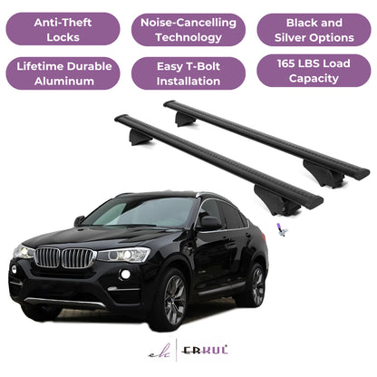 Roof Rack Cross Bars with Extended Bar Design for BMW X4 F26 2015-2018 - Black