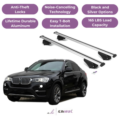 Roof Rack Cross Bars with Extended Bar Design for BMW X4 F26 2015-2018 - Silver