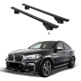 ERKUL Roof Rack Cross Bars for BMW X4 G02 2019-2024 | Aluminum Crossbars with Anti Theft Lock for Rooftop | Compatible with Flush Rails - Black