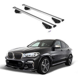 ERKUL Roof Rack Cross Bars for BMW X4 G02 2019-2024 | Aluminum Crossbars with Anti Theft Lock for Rooftop | Compatible with Flush Rails - Silver