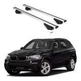 ERKUL Roof Rack Cross Bars for BMW X5 F15 2014-2018 | Aluminum Crossbars with Anti Theft Lock for Rooftop | Compatible with Flush Rails - Silver