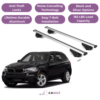 Roof Rack Cross Bars with Extended Bar Design for BMW X5 F15 2014-2018  - Silver