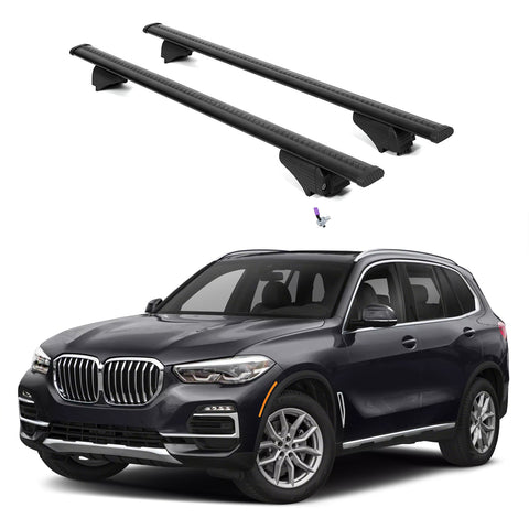 ERKUL Roof Rack Cross Bars for BMW X5 G05 2019-2024 | Aluminum Crossbars with Anti Theft Lock for Rooftop | Compatible with Flush Rails - Black