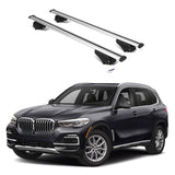 ERKUL Roof Rack Cross Bars for BMW X5 G05 2019-2024 | Aluminum Crossbars with Anti Theft Lock for Rooftop | Compatible with Flush Rails - Silver