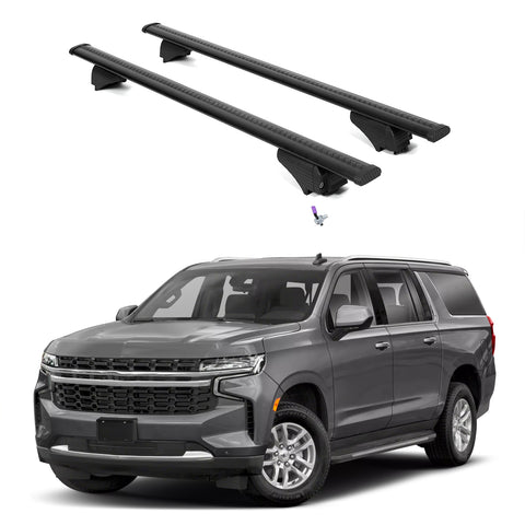 ERKUL Roof Rack Cross Bars for Chevrolet Chevy Suburban 2021-2024 | Aluminum Crossbars with Anti Theft Lock for Rooftop | Compatible with Flush Rails - Black