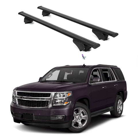 ERKUL Roof Rack Cross Bars for Chevrolet Chevy Tahoe 2015-2020 | Aluminum Crossbars with Anti Theft Lock for Rooftop | Compatible with Flush Rails - Black