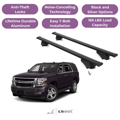 ERKUL Roof Rack Cross Bars for Chevy Tahoe 2015-2020 with Flush Rails - Black