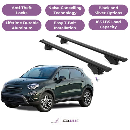 Roof Rack Cross Bars with Extended Bar Design for Fiat 500X 2016-2023 - Black