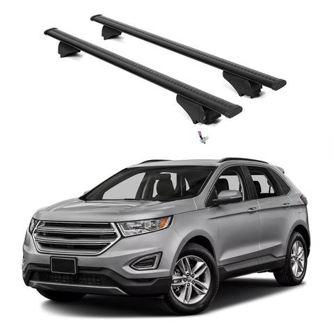 ERKUL Roof Rack Cross Bars for Ford Edge 2015-2024 | Aluminum Crossbars with Anti Theft Lock for Rooftop | Compatible with Flush Rails - Black