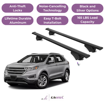 Roof Rack Cross Bars with Extended Bar Design for Ford Edge 2015-2024  - Black