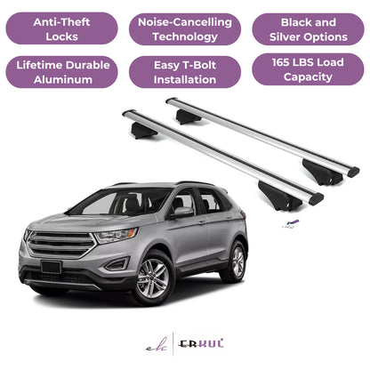 Roof Rack Cross Bars with Extended Bar Design for Ford Edge 2015-2024  - Silver