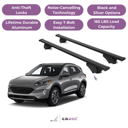 Roof Rack Cross Bars with Extended Bar Design for Ford Escape 2020-2025  - Black