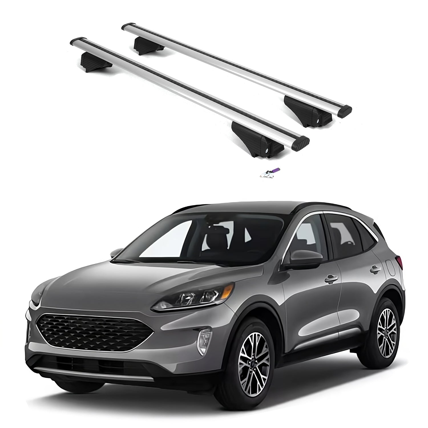 ERKUL Roof Rack Cross Bars for Ford Escape 2020-2025 with Flush Rails - Silver