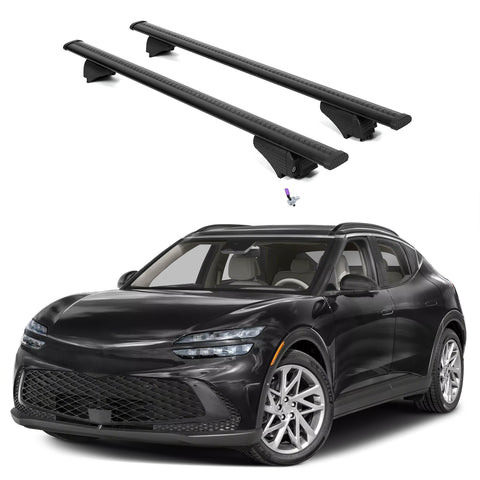 ERKUL Roof Rack Cross Bars for Genesis GV60 2023-2024 | Aluminum Crossbars with Anti Theft Lock for Rooftop | Compatible with Flush Rails - Black