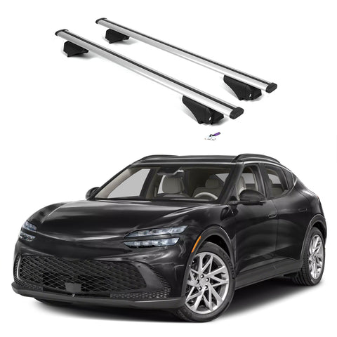 ERKUL Roof Rack Cross Bars for Genesis GV60 2023-2024 | Aluminum Crossbars with Anti Theft Lock for Rooftop | Compatible with Flush Rails - Silver