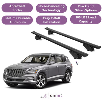 Roof Rack Cross Bars with Extended Bar Design for Genesis GV80 2021-2025  - Black