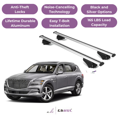 Roof Rack Cross Bars with Extended Bar Design for Genesis GV80 2021-2025  - Silver