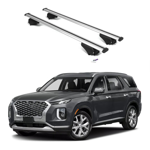 ERKUL Roof Rack Cross Bars for Hyundai Palisade 2020-2025 | Aluminum Crossbars with Anti Theft Lock for Rooftop | Compatible with Flush Rails - Silver