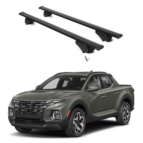 ERKUL Roof Rack Cross Bars for Hyundai Santa Cruz 2022-2024 | Aluminum Crossbars with Anti Theft Lock for Rooftop | Compatible with Flush Rails - Black