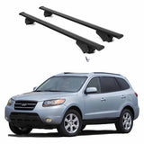 ERKUL Roof Rack Cross Bars for Hyundai Santa Fe 2006-2012 | Aluminum Crossbars with Anti Theft Lock for Rooftop | Compatible with Flush Rails - Black