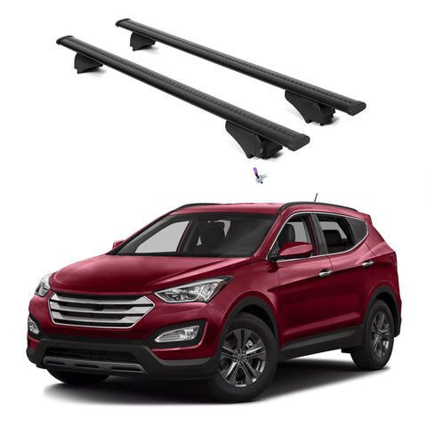 ERKUL Roof Rack Cross Bars for Hyundai Santa Fe 2013-2018 | Aluminum Crossbars with Anti Theft Lock for Rooftop | Compatible with Flush Rails - Black