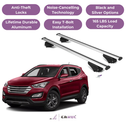 Roof Rack Cross Bars with Extended Bar Design for Hyundai Santa Fe 2013-2018  - Silver