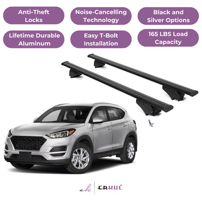 Roof Rack Cross Bars with Extended Bar Design for Hyundai Tucson 2016-2021  - Black