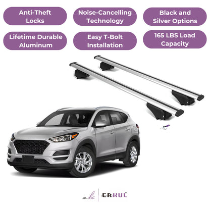 Roof Rack Cross Bars with Extended Bar Design for Hyundai Tucson 2016-2021  - Silver