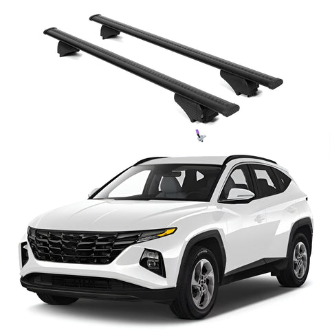 ERKUL Roof Rack Cross Bars for Hyundai Tucson 2022-2024 | Aluminum Crossbars with Anti Theft Lock for Rooftop | Compatible with Flush Rails - Black