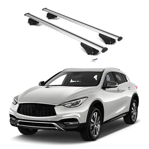 ERKUL Roof Rack Cross Bars for Infiniti QX30 2017-2019 | Aluminum Crossbars with Anti Theft Lock for Rooftop | Compatible with Flush Rails - Silver