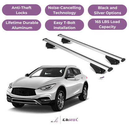 Roof Rack Cross Bars with Extended Bar Design for Infiniti QX30 2017-2019  - Silver