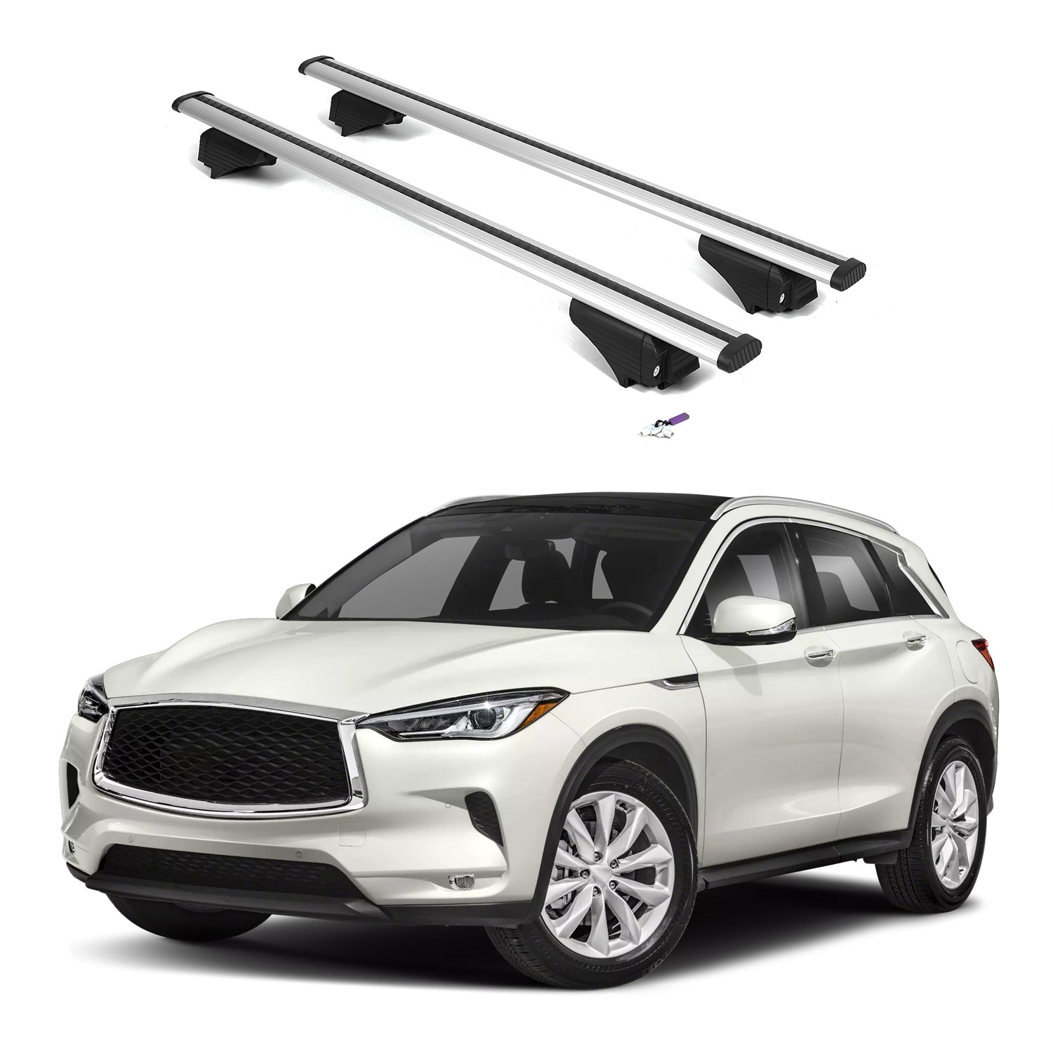 ERKUL Roof Rack Cross Bars for Infiniti QX50 2019-2025 with Flush Rails - Silver