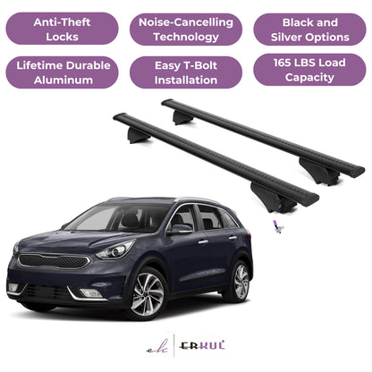 Roof Rack Cross Bars with Extended Bar Design for Kia Niro 2016-2022  - Black