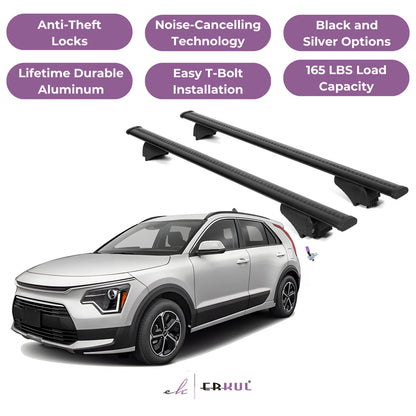 Roof Rack Cross Bars with Extended Bar Design for Kia Niro 2023-2025- Black