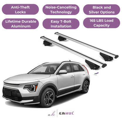 Roof Rack Cross Bars with Extended Bar Design for Kia Niro 2023-2025 - Silver