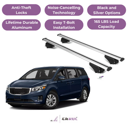Roof Rack Cross Bars with Extended Bar Design for Kia Sedona 2015-2021  - Silver