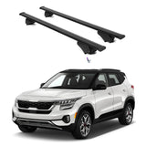 ERKUL Roof Rack Cross Bars for Kia Seltos 2021-2024 | Aluminum Crossbars with Anti Theft Lock for Rooftop | Compatible with Flush Rails - Black