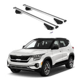 ERKUL Roof Rack Cross Bars for Kia Seltos 2021-2024 | Aluminum Crossbars with Anti Theft Lock for Rooftop | Compatible with Flush Rails - Silver